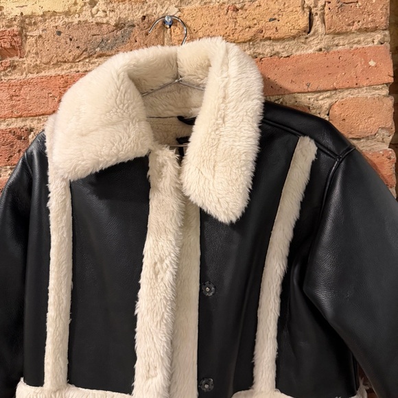 Abercrombie & Fitch Leather Jacket with Cream Accents - Picture 6 of 8